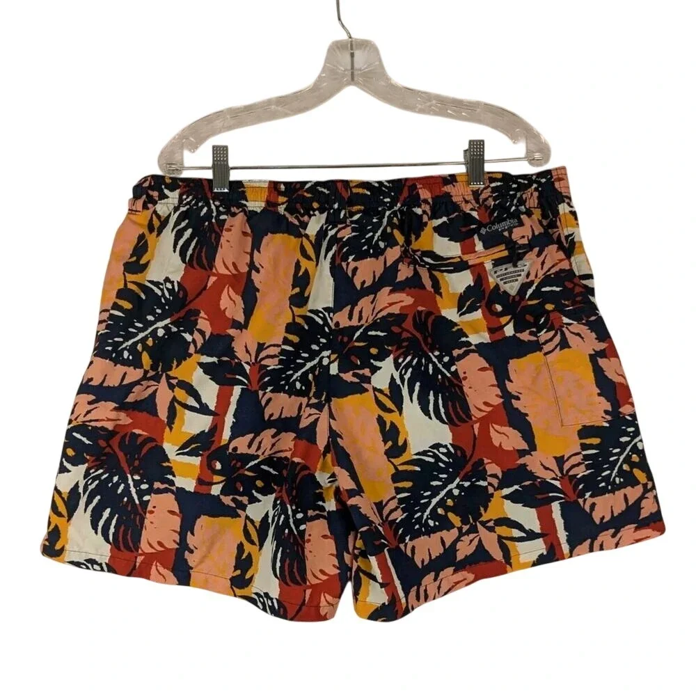 Columbia‎ PFG Fishing Shorts Mens XL Multi-Color Tropical Leaf Omni-Shade 6